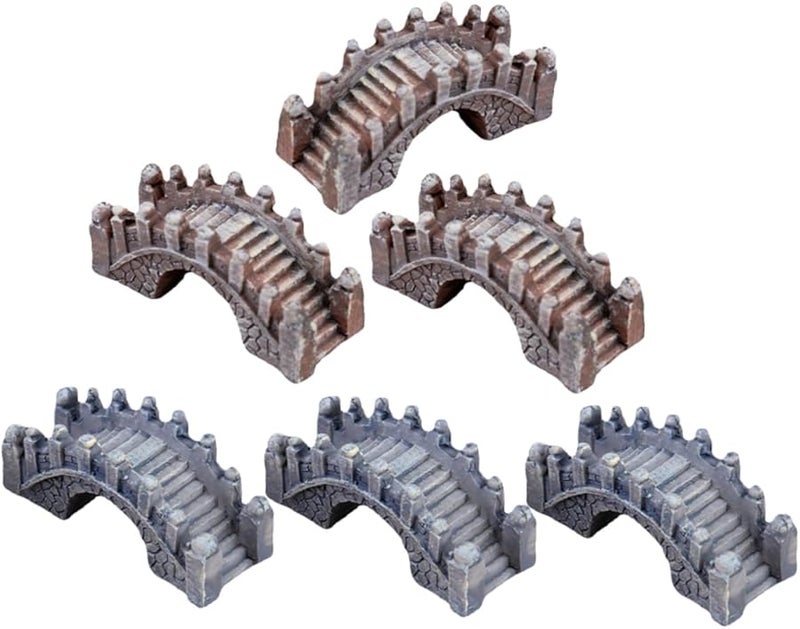 6 قطع من جسور الحدائق الآسيوية المصغرة، زينة ديكور المناظر الطبيعية المتينة المقاومة للبهتان - Image 1